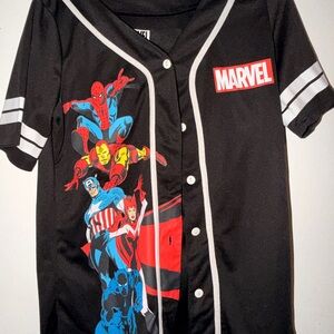 Marvel Black and Red Superhero Button-Up